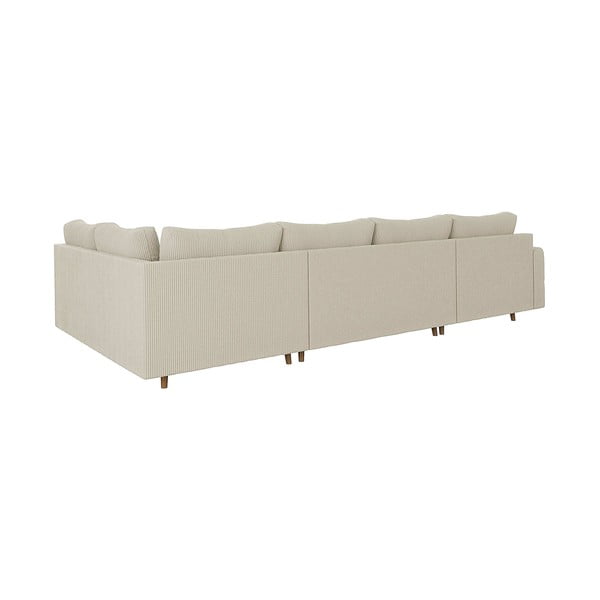 Krēmkrāsas velveta stūra dīvāns (ar kreiso stūri/U veida) Ariella – Ropez-image-2