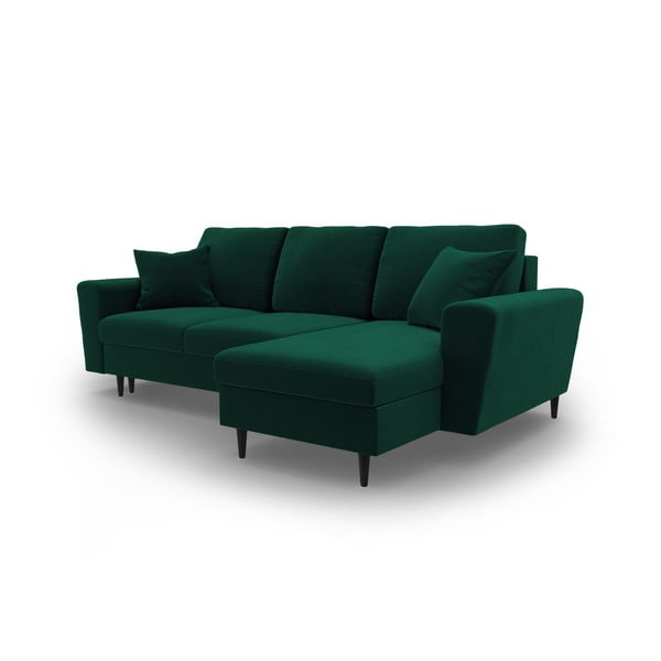 Zaļš samta salokāms stūra dīvāns ar uzglabāšanas vietu Kyoto – Cosmopolitan Design-image-4