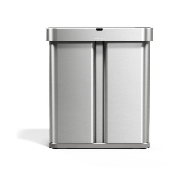 Sudraba krāsas atkritumu šķirošanas/bezkontakta tērauda atkritumu tvertne 34+24 l Dual Sensor – simplehuman-image-3