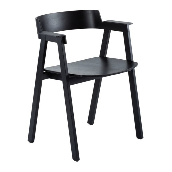 Melns ozola masīvkoka pusdienu krēsls ar roku balstiem Flip – Gazzda