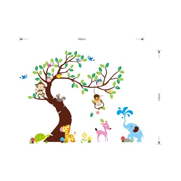 Sienas uzlīmju komplekts Ambiance Tree, Monkeys and Elephant-image-2