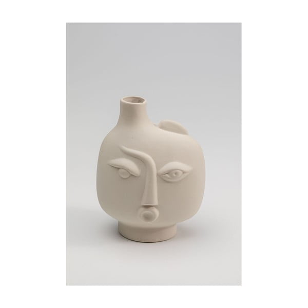 Bēša keramikas ar rokām apgleznota vāze Spherical Face – Kare Design