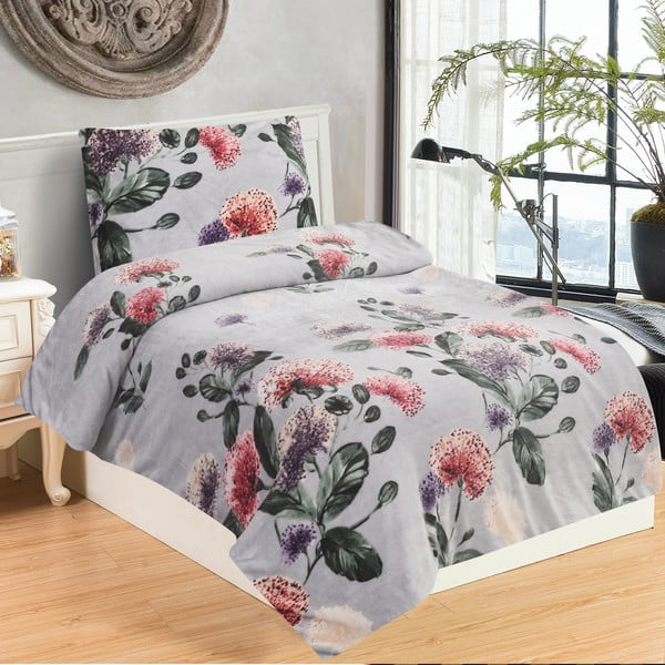 Gaiši pelēka vienguļamā mikroplīša gultas veļa 140x200 cm Margot – My House