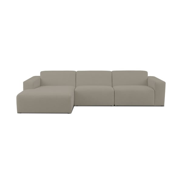 Gaiši brūns stūra dīvāns no buklē auduma (ar kreiso stūri) Roxy – Scandic