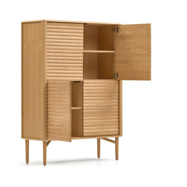 Dabīga toņa skapītis ar ozolkoka imitāciju 104,5x144x40 cm Lenon – Kave Home-image-4