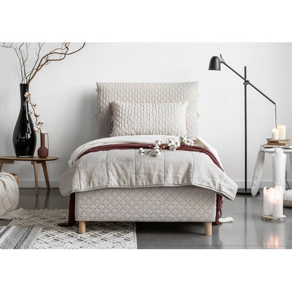 Bēša mīksta vienvietīga gulta ar režģi 90x200 cm Sleepy Luna – Miuform-image-1