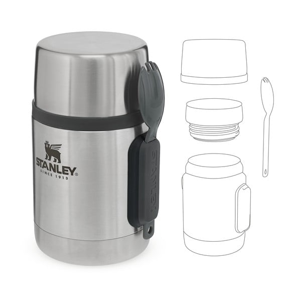 Sudraba krāsas nerūsējošā tērauda termoss pārtikai 530 ml Adventure – Stanley-image-3