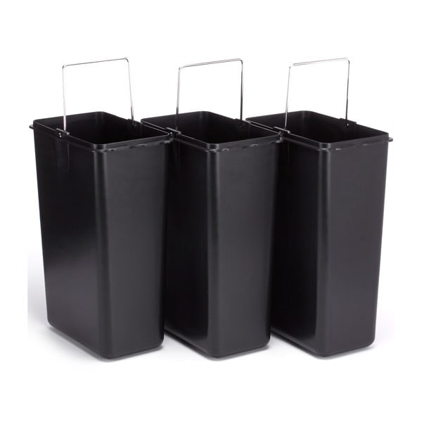 Matētas sudraba krāsas atkritumu šķirošanas tērauda atkritumu tvertne ar pedāli 3x8 l   Tri Selectif – MSV-image-3