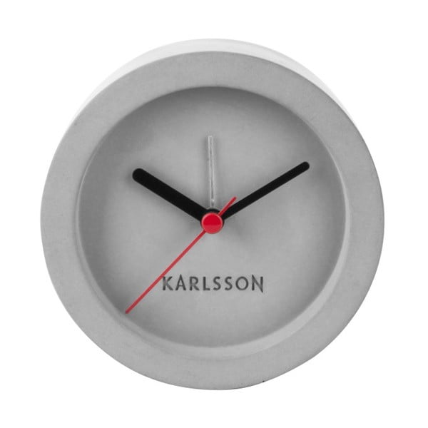 Pelēks betona galda pulkstenis ar modinātāju Karlsson Tom