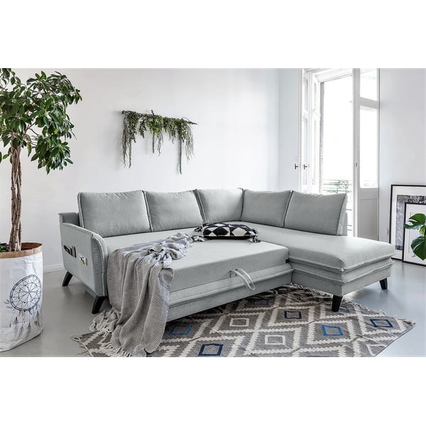 Gaiši pelēks izlaižams stūra dīvāns Miuform Charming Charlie L, labais stūris-image-4