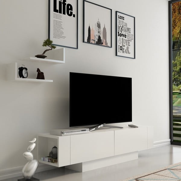 Balts TV plauktu komplekts 150x42 cm Matera – Zena Home-image-2