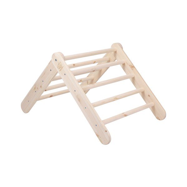 Dabīga toņa priedes masīvkoka kāpelēšanas trijstūris 46x87x60 cm Montessori – Meowbaby-image-3