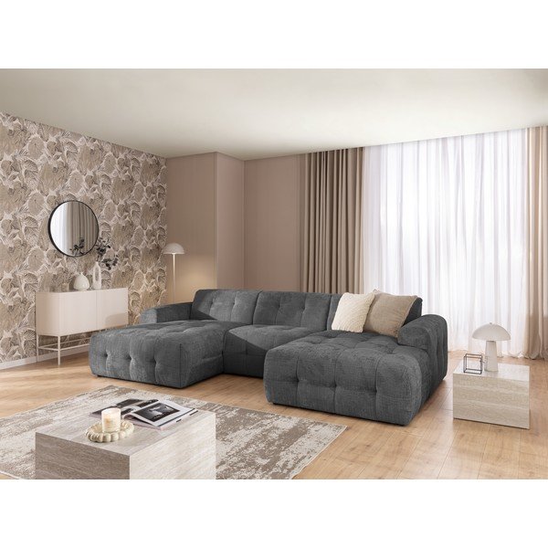 Tumši pelēks (U veida/ar zvilni) stūra dīvāns Melva – Ropez-image-3