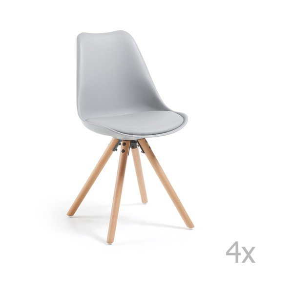 4 pelēku La Forma Lars ēdamistabas krēslu komplekts