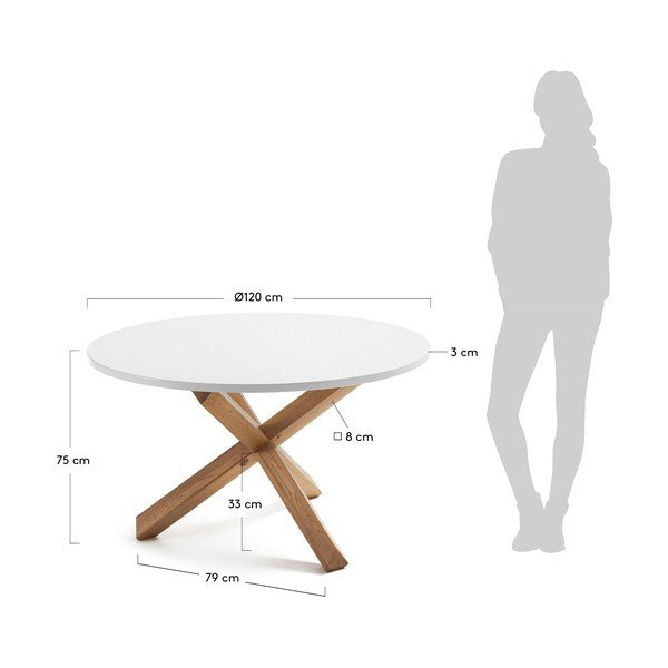 Ozolkoka ēdamgalds ar baltu virsmu Kave Home Nori, ø 120 cm-image-3