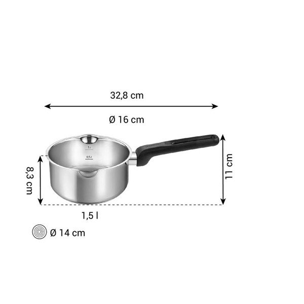 Nerūsējošā tērauda kastrolis piemērots indukcijas plītij 1,5 l Brava – Tescoma-image-3