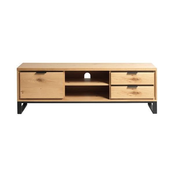 Dabīga toņa TV galdiņš ar ozolkoka imitāciju 170x55 cm Livorno – Unique Furniture