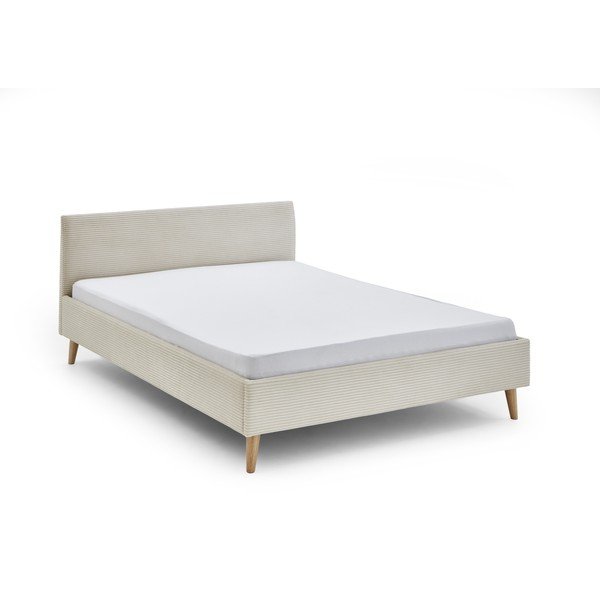 Bēša polsterēta divvietīga gulta bez režģa 140x200 cm Wicki – Meise Möbel