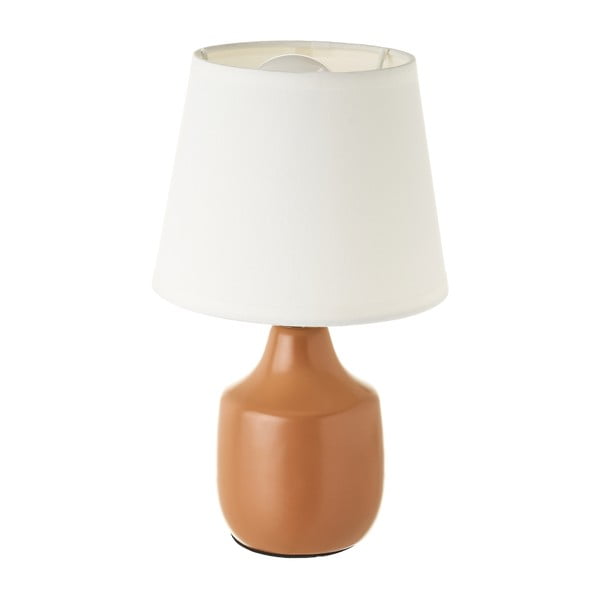 Balta/brūna keramikas galda lampa ar auduma abažūru (augstums 24 cm) – Casa Selección