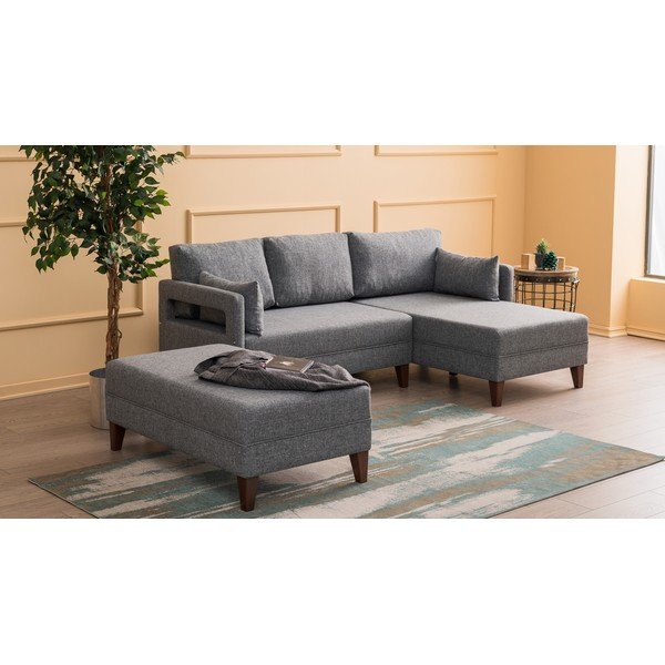 Pelēks stūra dīvāns Balcab Home Emma, labais stūris-image-1