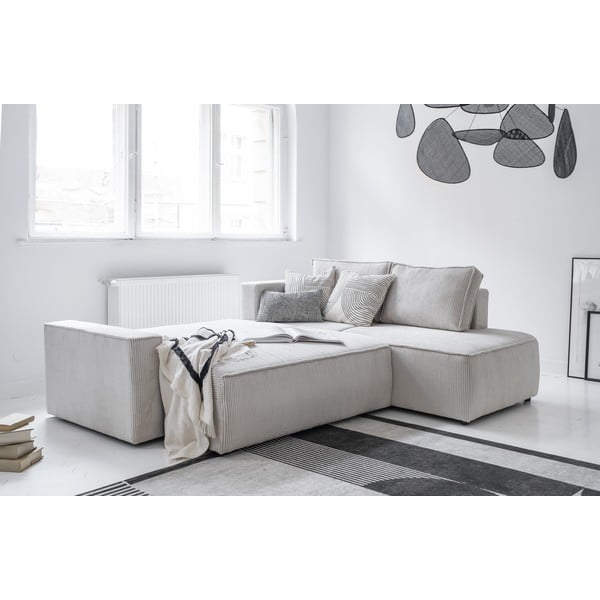Balts velveta salokāms stūra dīvāns (ar labo stūri) Brave Dave – Miuform-image-4