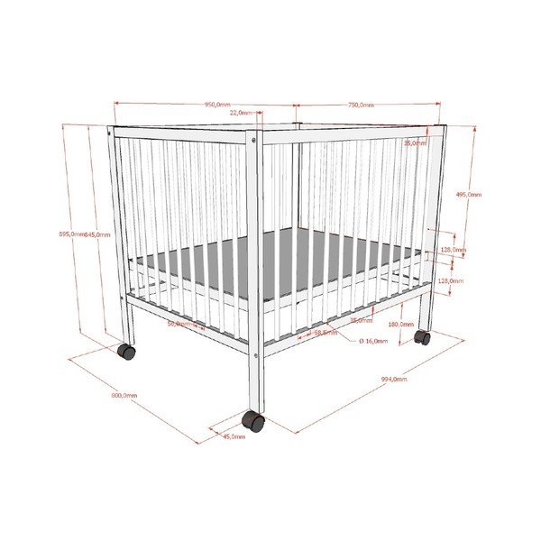 Brūna dižskābarža masīvkoka bērnu sētiņa 95x75 cm Dino – Vipack-image-3