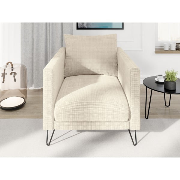Krēmkrāsas atpūtas krēsls no šenila auduma Freya – Ropez-image-1