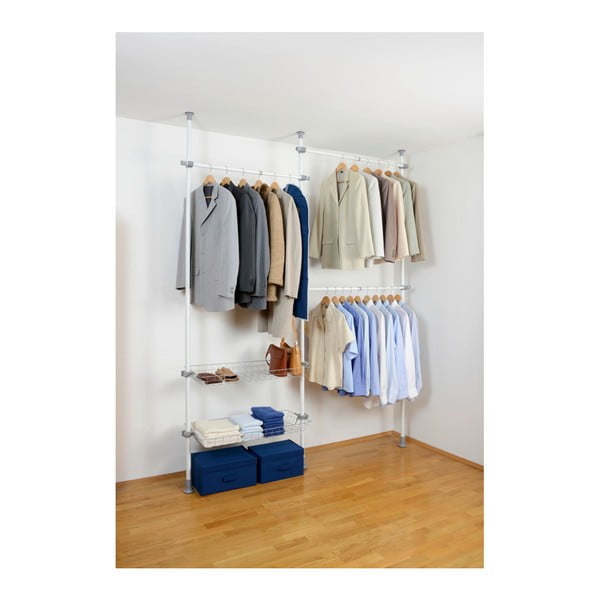 Balts metāla pagarināms drēbju pakaramais statīvs Herkules – Wenko-image-1