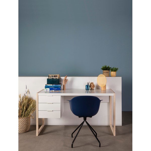 Balts rakstāmgalds ar priedes koka kājām Marckeric Frank-image-1