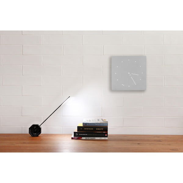 Pelēks modinātājs ar baltu LED displeju Gingko analogais klikšķa pulkstenis-image-1