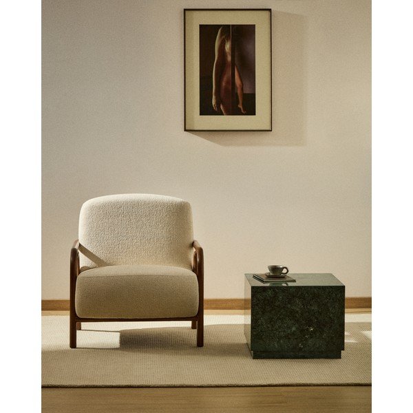 Bēšs atpūtas krēsls no šenila auduma Sylo – Kave Home-image-1