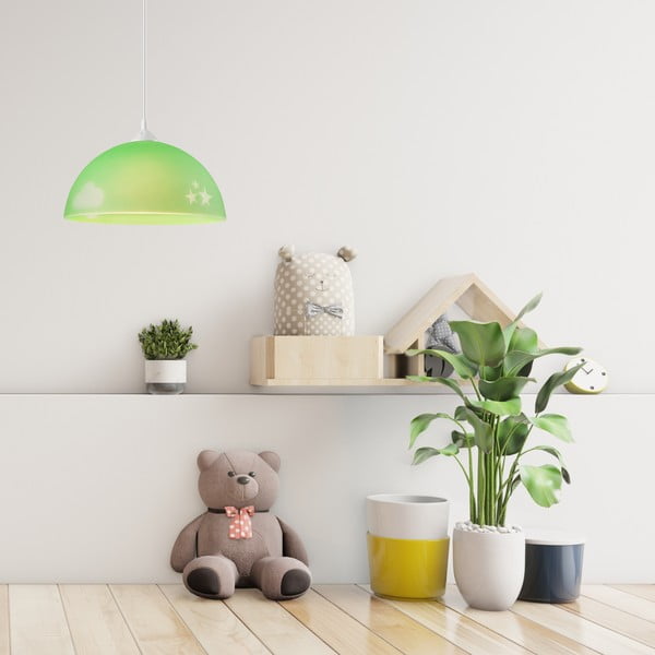 Zaļa bērnu lampa ar stikla abažūru ø 30 cm Day & Night – LAMKUR-image-1