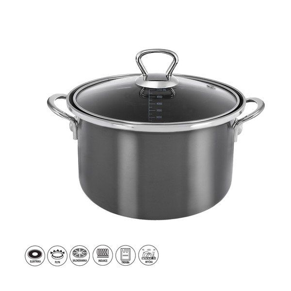 Emaljēts katls ar vāku 5 l Metalic – Orion-image-4