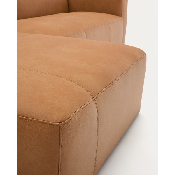 Brūns ādas stūra dīvāns (ar labo stūri/ar zvilni) Blok – Kave Home-image-4