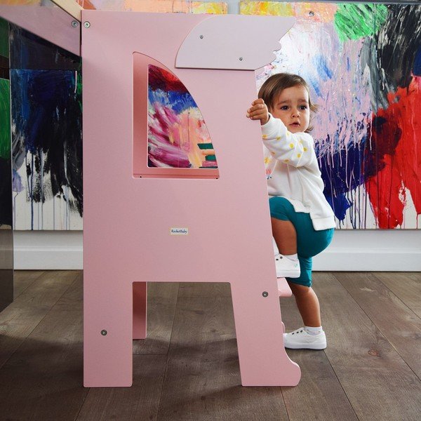 Rozā bērnu tornis Montessori – Rocket Baby-image-4