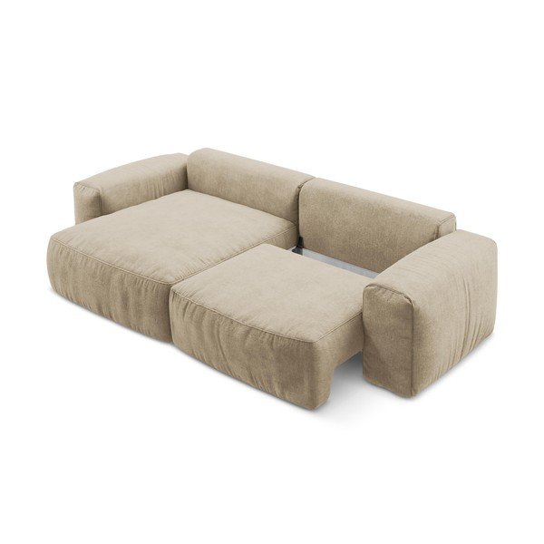 Gaiši brūns salokāms stūra dīvāns no šenila auduma (ar kreiso stūri/ar zvilni) Kuki – Makamii-image-4