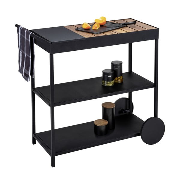 Servēšanas galdiņš uz riteņiem ar akācijas koka galda virsmu 40x80 cm Miro – Wenko-image-2