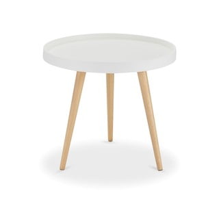 Balts kafijas galdiņš ar dižskābarža koka kājām Furnhouse Opus, Ø 50 cm