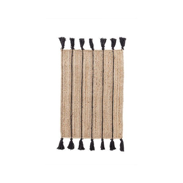 Melns/dabīga toņa ar rokām darināts džutas paklājs 60x90 cm Jalaja – Bizzotto