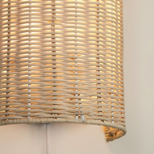 Dabīga toņa rotangpalmas sienas lampa Kimjit – Kave Home-image-2
