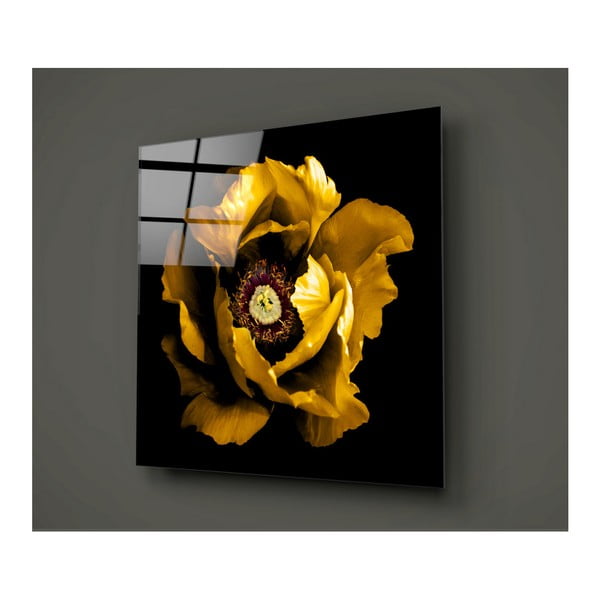 Melnā un dzeltenā stikla glezna Insigne Calipsa Amarillo, 30 x 30 cm