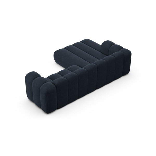 Tumši zils stūra dīvāns no šenila auduma (ar kreiso stūri/ar zvilni) Lupine – Micadoni -image-3