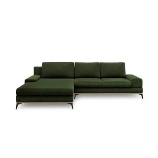 Tumši zaļš izvelkamais stūra dīvāns ar veļas kasti Windsor & Co Sofas Planet, kreisais stūris