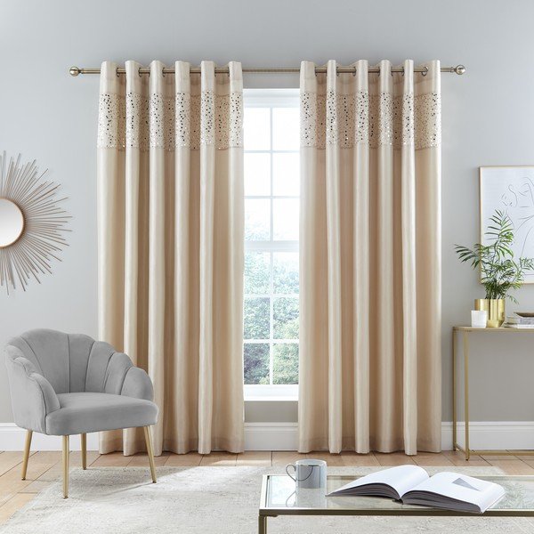 Bēši aizkari (2 gab.) 168x229 cm Glitzy Sequin – Catherine Lansfield-image-1