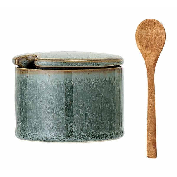 Zaļš keramikas trauks ar karoti Bloomingville Pixie-image-2