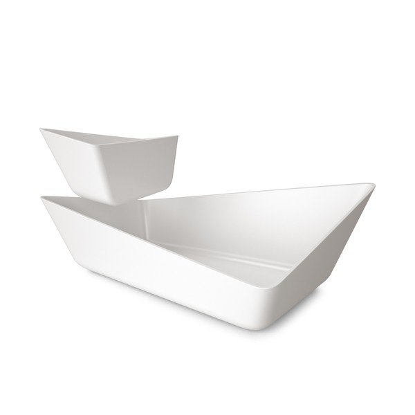 Divkāršs servīzes trauks Chip+Dip Bowl, balts-image-1