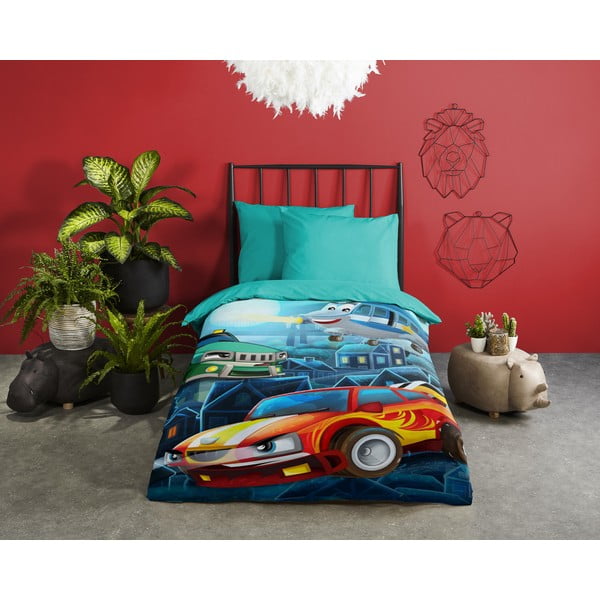 Vienvietīga kokvilnas bērnu gultas veļa 140x200 cm – Good Morning-image-1