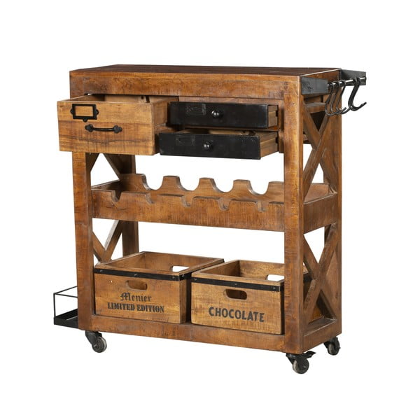 Dabīga toņa mango masīvkoka vīna skapis pudeļu skaits 5, 100x92x30 cm Ravi – Interia Home & Living-image-2