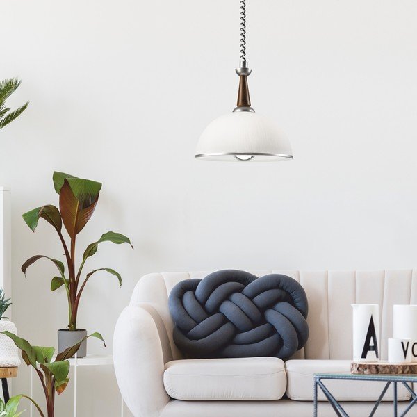 Sudraba krāsas/tumši brūna piekaramā lampa ar stikla abažūru ø 30 cm Ciara – LAMKUR-image-1