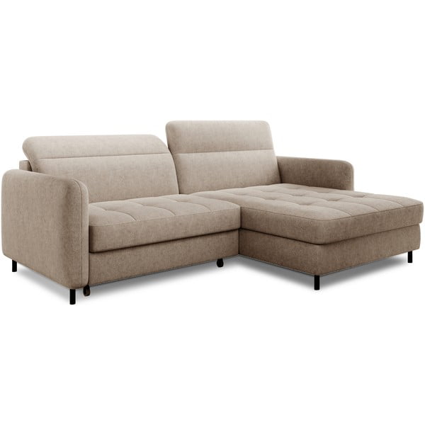 Bēšs salokāms/ar uzglabāšanas vietu stūra dīvāns no šenila auduma (ar labo stūri/ar zvilni) Gomsi – ELTAP-image-2